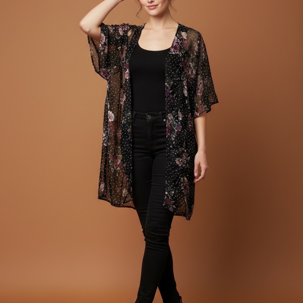 Floral Sheer Kimono Cardigan